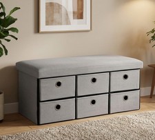 Sitzbank Sitztruhe mit Stauraum Sitzfläche gepolstert Aufbewahrungsbox faltbar