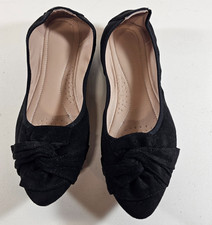 Aomigoct Women's Ballet Flats Black Pointed Toe Knot Slip On Size 41
