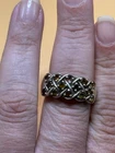 Sterling Silver 925 Vintage Yellow Orange Brown Stones Ring Sz 12 NR