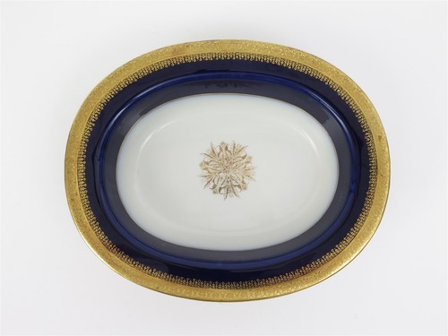 Jean J. Pouyat Limoges France Cobalt Blue & Gold Gilt Trim Vegetable Bowl 9.5" - Picture 2 of 7