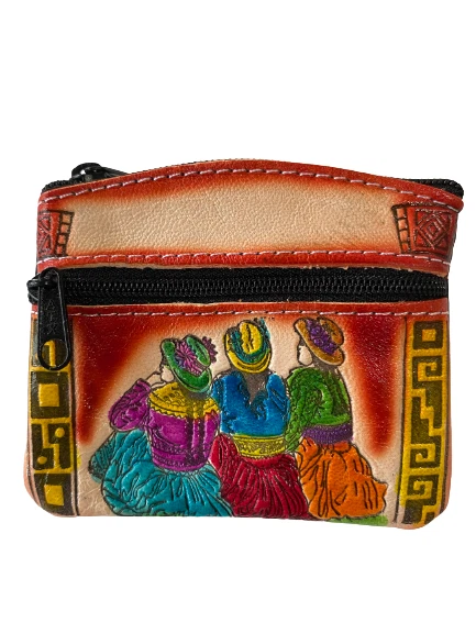 Lot (3) Peruvian Handmade Leather Coin Purse - Monedero de Cuero de Colores - Image 2 of 3