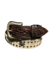 Native American Belt With Hand Tooled Leather Billets & Conchos Belts Handtooled