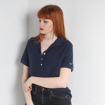 Nike Gold Damen Poloshirt - Blau - Größe M (E2)