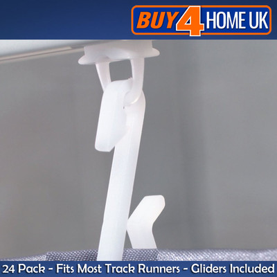 24-Pack White C-Shaped Shower Curtain Hooks For Rail