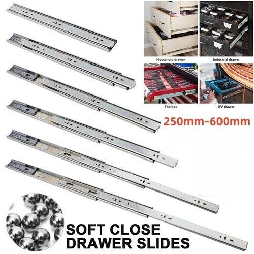 250-600mm Soft Close Drawer Runner Slides Full Extension Ball Bearing Heavy Duty - Image 2 of 4