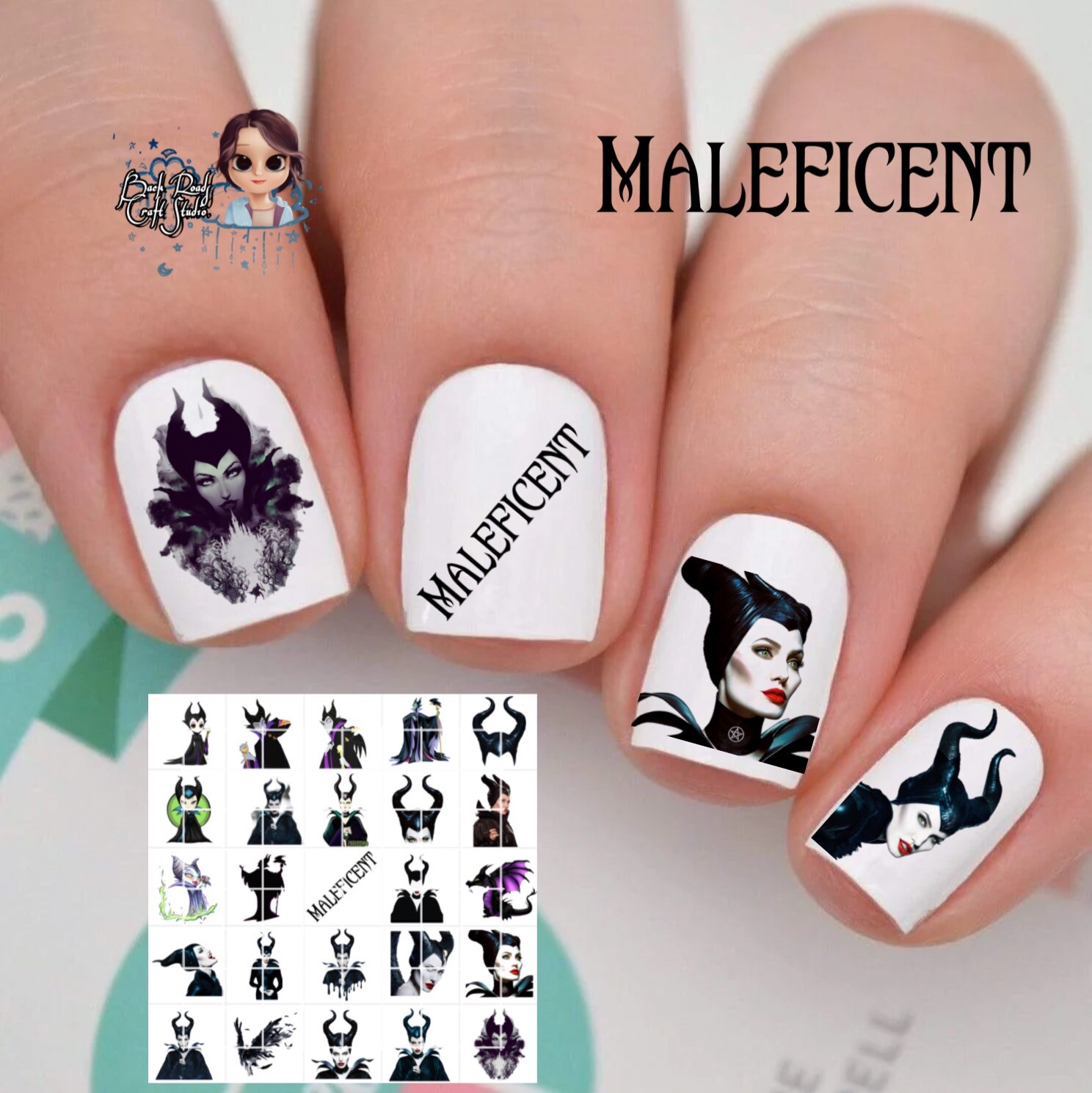 Maleficent  Waterslide Nail Decals Set Of 50 Instructions & Bonus