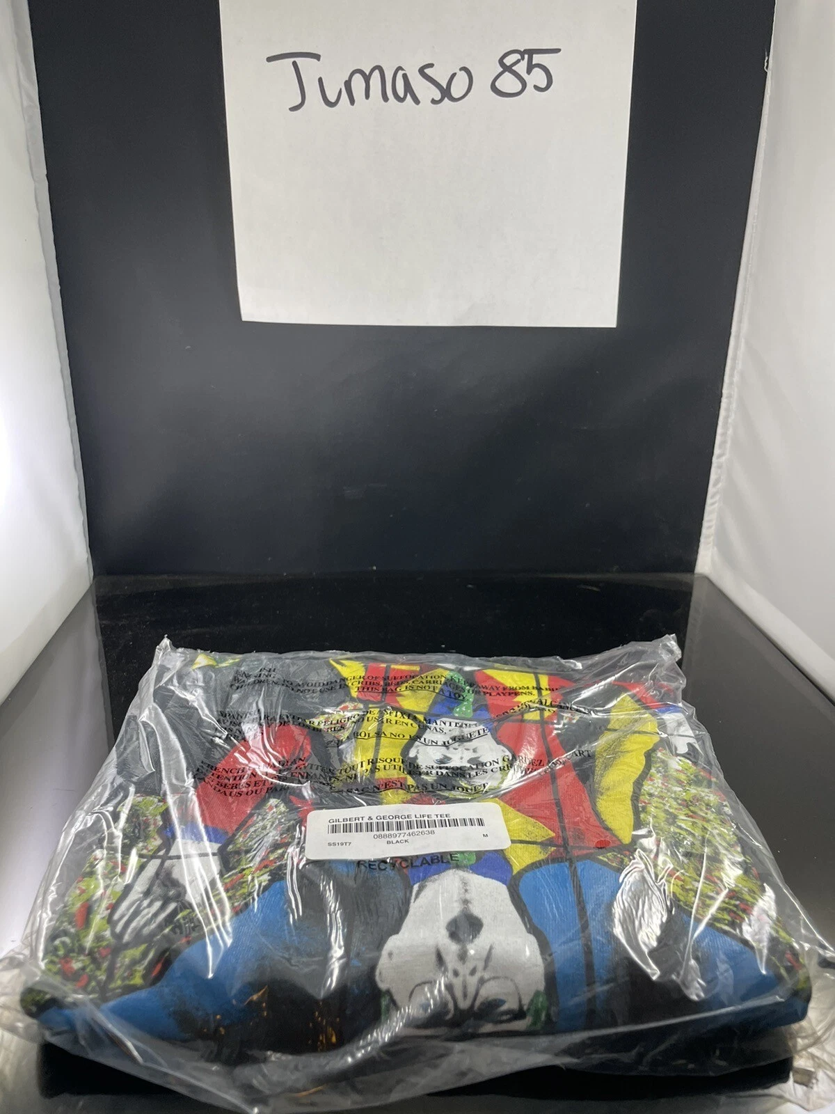 T shirt noir Supreme Gilbert & George LIFE SS19 taille Grand NEUF RARE T shirt
