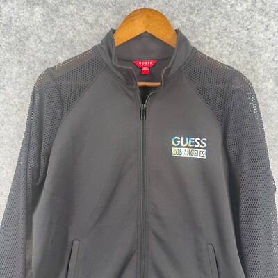 Guess Los Angeles Womens Black Long Sleeve Large Fleece Jacket
