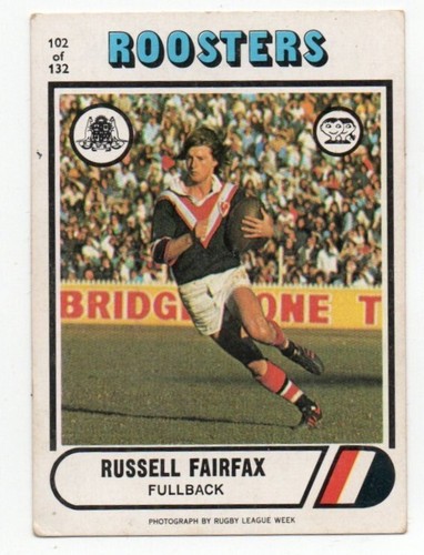 1976 Nrl Rugby League Scanlens (102) Russell FAIRFAX Roosters