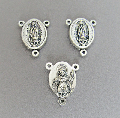 Lot 3 Lady of Guadalupe Atocha OVAL Rosary Centerpiece ITALY Center T107 Silver