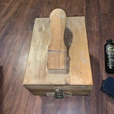 Vintage Original Wooden  Hand Crafted Shoe Valet - Shoeshine Storage Box