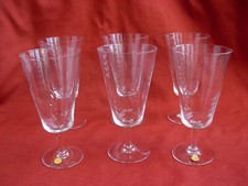 SERIE DE6  VERRES A EAU EN CRISTAL,EPIS,VSL,DOYEN?,A IDENTIFIER,ETIQUETTE.