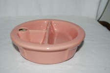 Vintage Hankscraft Pink Ceramic Divided Warming Baby Dish Child Bowl USA 962
