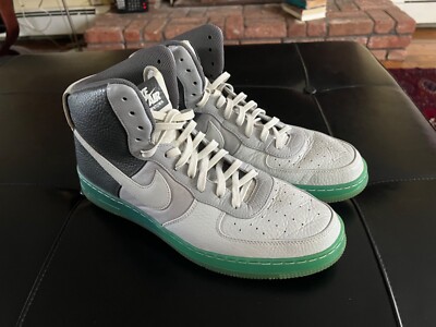 Size 12 Nike Air Force Downtown Premium High White Metallic