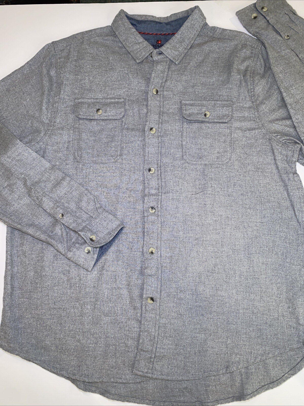 Woolrich Men XXL Gray Flannel Shirt for Hiking Camping Work Long Sleeve-image