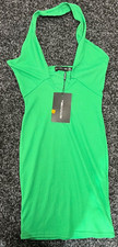 🔥Pretty Little Thing Green Cross Neck Cut Out Bodycon Dress, NEW, Size 6,sf