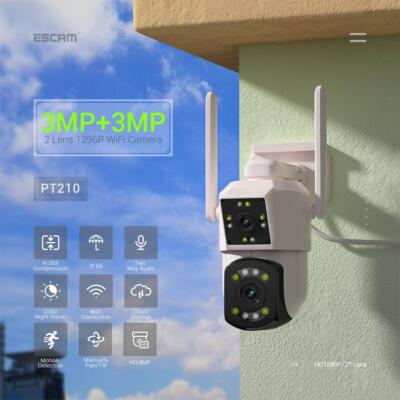 WiFi 3MP dual lens dual light Outdoor Smart Alarm IR IP Camera 2 Way Audio IP66