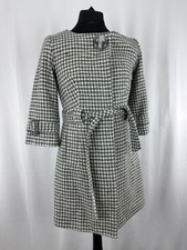 Womens Edina Ronay Coat Patterned Black White Wool Size 10 Slim