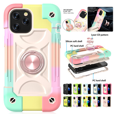 Magnetic Heavy Duty Cover Shockproof Ring Case For iPhone 16 15 14 13 12 Pro Max