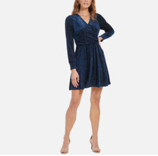 NEW Tommy Hilfiger Womens Size 16 Velvet Burnout Knee Fit & Flare Dress $129 Zip