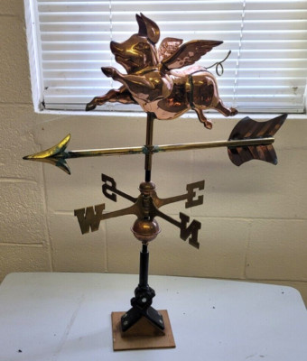 PIG FLYING 3D COPPER weathervane,21'' ARROW,Cottage/shed /medium size