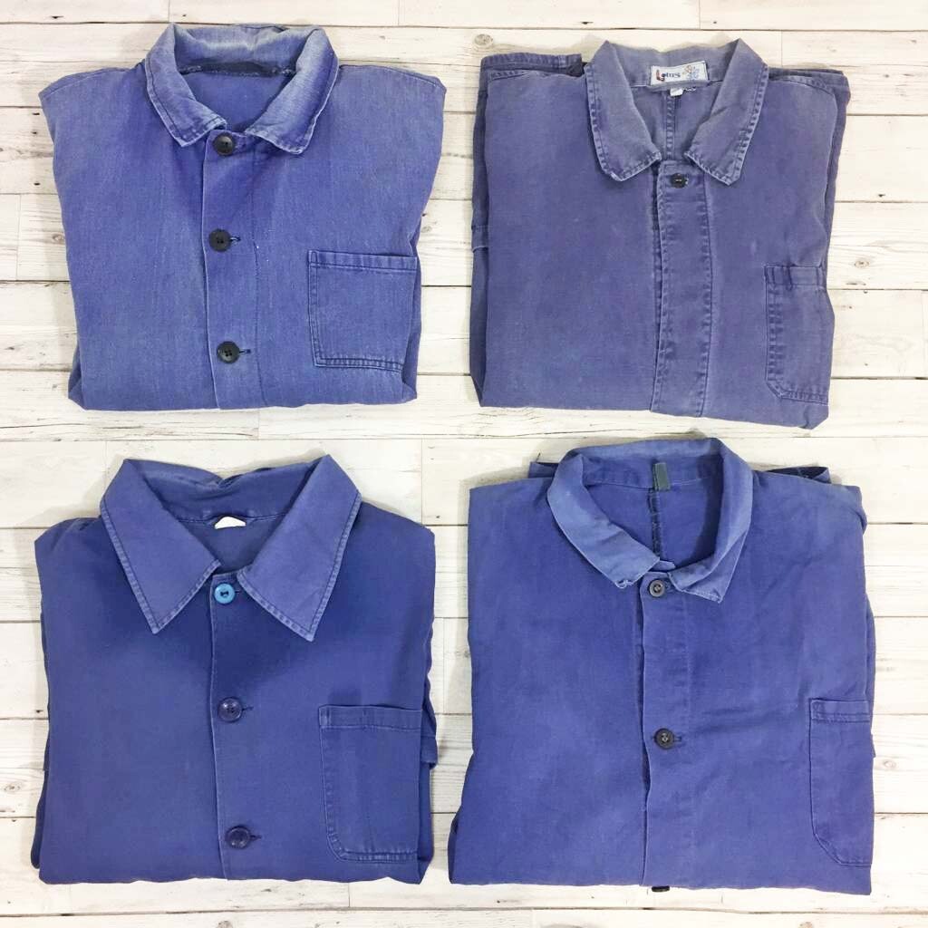 Vintage 1960s Faded EU French Blue Worker Chore Jackets