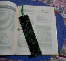 Bookmark Cloth or Fabric St Patrick's Day Shamrock Clover Themed Handmade Ribbon