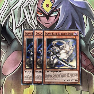 BOSH-DE020 x3 Dragon Buster Destruction Sword Common Top Zustand Yugioh