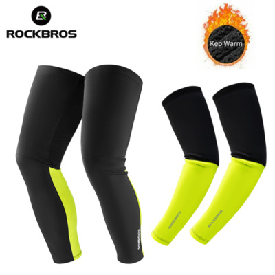 ROCKBROS Winter Cycling Arm Sleeves Leg Warmers Warm Fleece Unisex Arm Cover