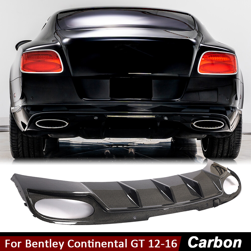 For Bentley Continental GT 2012-16 REAL CARBON Rear Bumper Diffuser Lip Spoiler