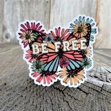 Butterfly Be Free Sticker BoHo Floral Decal Full Color Waterproof Gardener Gift