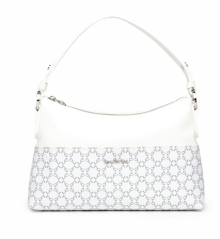 NERO GIARDINI E443762 707 BORSA HOBO DONNA MATERIALE TECNICO LOGATO ЗАСТЕЖКА-МОЛНИЯ BIANCO