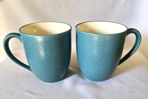 SET OF 2 NORITAKE COLORWAVE TURQUOISE COFFEE MUGS 4"