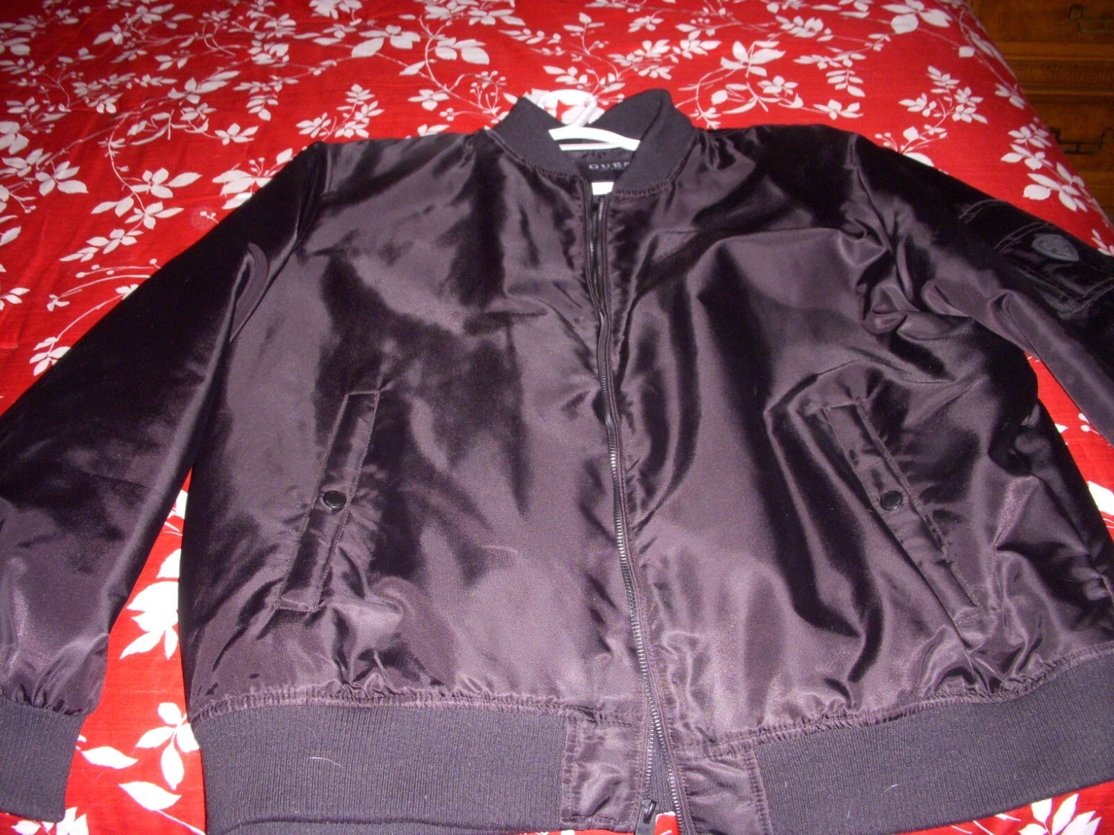 Jacket Men Flight Guess Collar Bomber Hardly Used Black Zip Up Size XXLarge