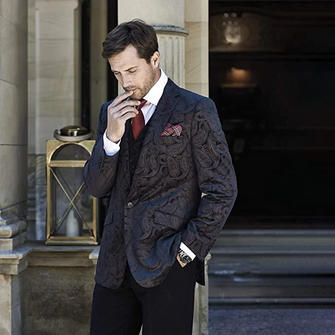 VELVET PAISLEY NAVY JACKET BLAZER FORMAL DINNER PARTY BLACK TIE SMART CRUISE NEW