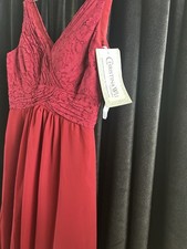 Christina Wu Size 10 Burgundy Lace Chiffon Bridesmaid Dress NWT Full Length