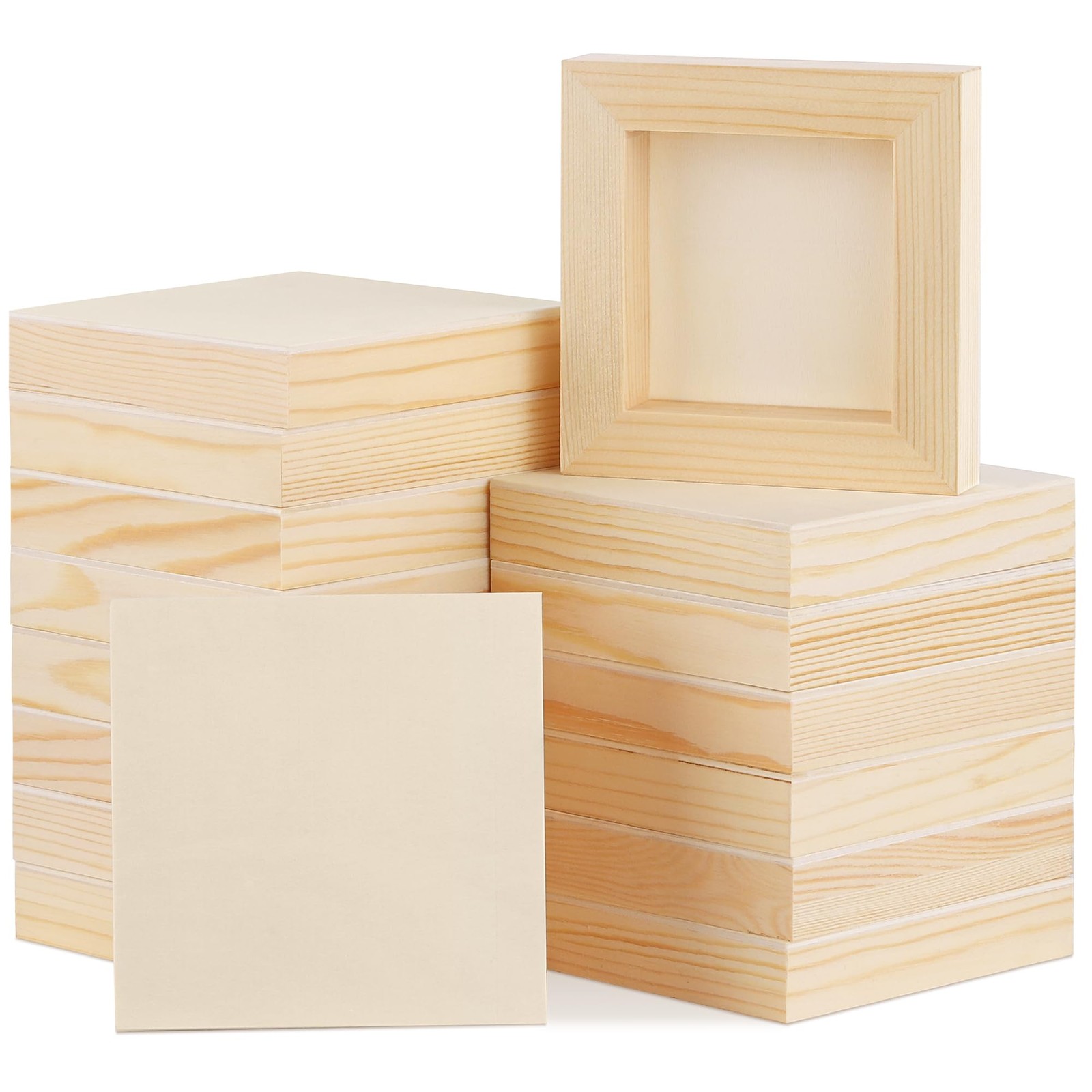 Aodaer 16 Pack Wood Panels 4 x 4 Inch Wooden Panels Canvas Unfinished Craft ...