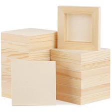 Aodaer 16 Pack Wood Panels 4 x 4 Inch Wooden Panels Canvas Unfinished Craft ...
