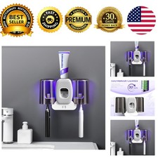 3 in 1 Rechargeable Wall Mounted Toothbrush Cleaner Holder Grey 4 Slots