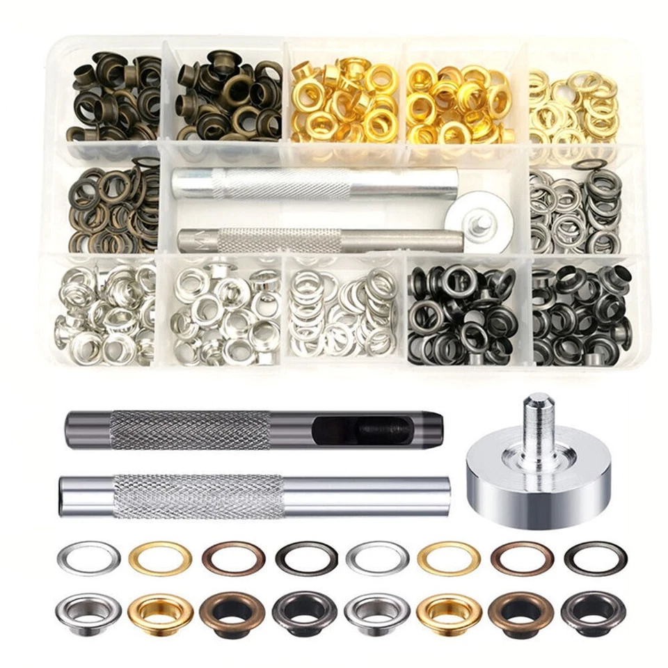 400 Sets 6mm Eyelet Punch Die Tool Kits Eyelets Grommet Washer for Leather Craft - Image 2 of 4