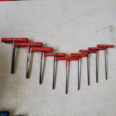 Vtg Mac Tools T-Handle Hex Wrench Set HKTCG Series 7/64''-3/8'' USA Cushioned Grip