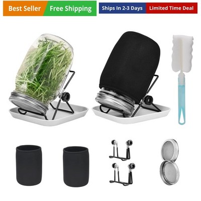 Sprouting Kit, 2 Sprouting Jar Kits, Wide Mouth Quart Mason Jars with Stainle...