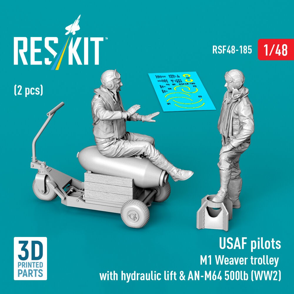 ResKit RSF48-0185 1:48 USAF Pilot Figures (2 Pcs) & M1 Weaver Trolley