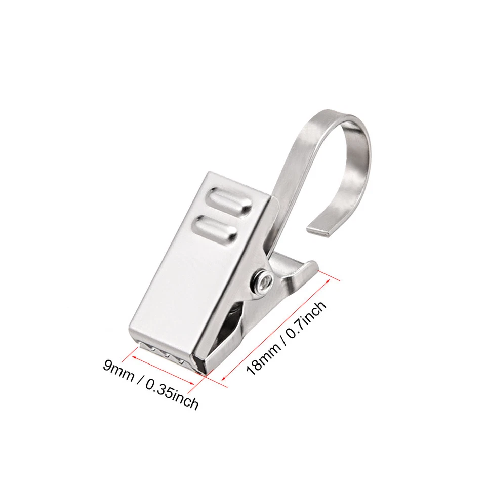 Clips de cortina con ganchos acero inoxidable tono plata 30 piezas Foto 2 de 4