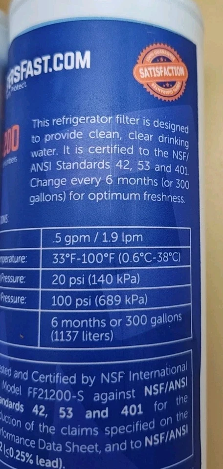 Set Of 2 Filters Fast Replacement Water Refrigerator Filters PH21200 NEW - Image 4 of 4