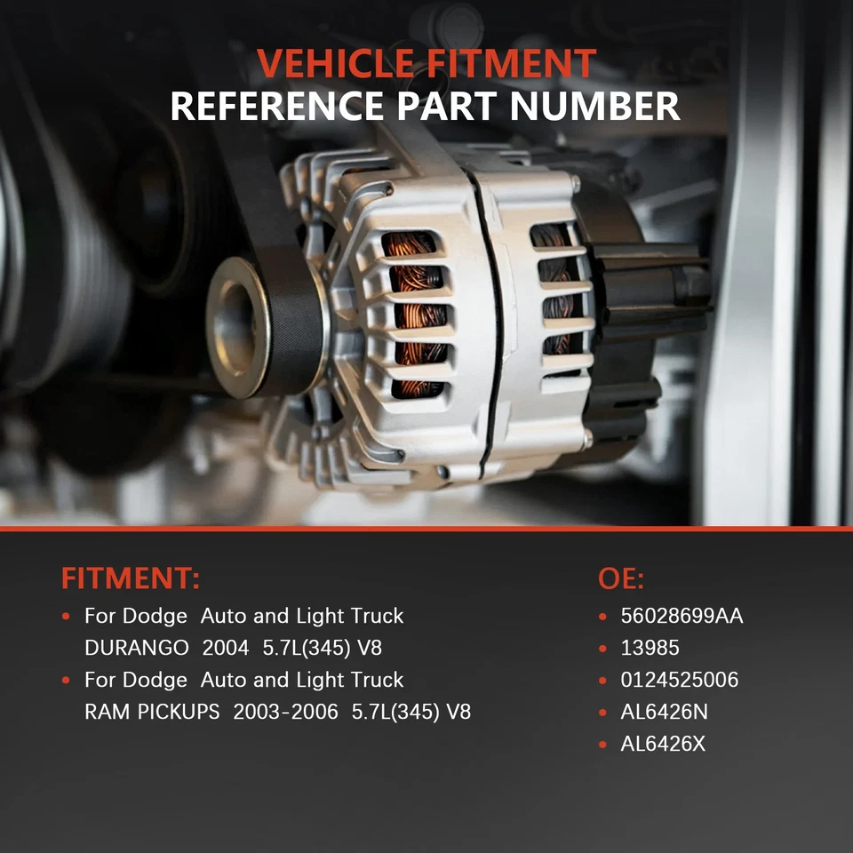 Alternador apto para Dodge Ram 1500 2500 3500 Durango 2003-2006 5,7 L 13985 Foto 2 de 4