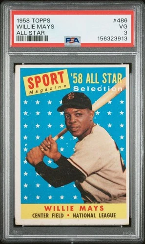 Willie Mays 1958 Topps All Star PSA 3 #486 San Francisco Giants
