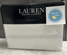 Ralph Lauren KING Duvet White Spencer Cable Embroidery All White Cotton 300 TC