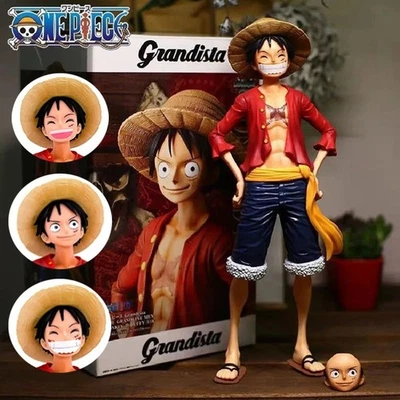 BANDAI 28cm One Piece Anime Figur Luffy Dreifach Gesicht Wechselnd Modell Spielzeug