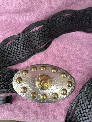 New Chicos Leather Belt Moroccan Black Braided Hammered  display picture 3
